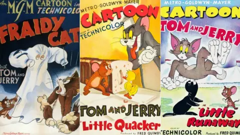 LMPC via Getty Images Three posters for early Tom and Jerrys - Fraidy cat, Little Quacker and Little Runaway