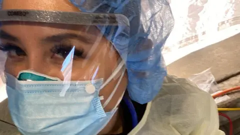 Gabriela Serrano Gabriela Serrano with protective equipment