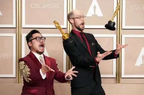 Getty Images The Daniels celebrate the Oscars success