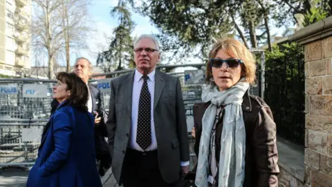 AFP/Getty UN Special Rapporteur Agnes Callamard at the Saudi consulate in Istanbul