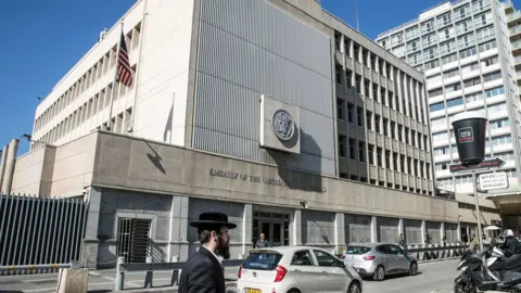 AFP The US embassy building in Tel Aviv