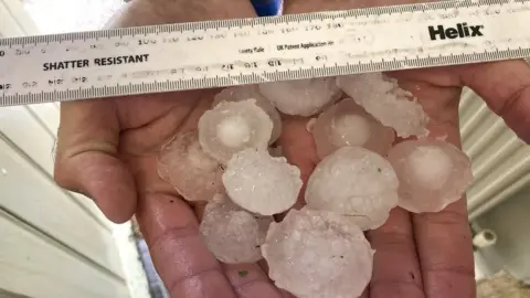 Hail in Kibworth Beauchamp, Leicestershire