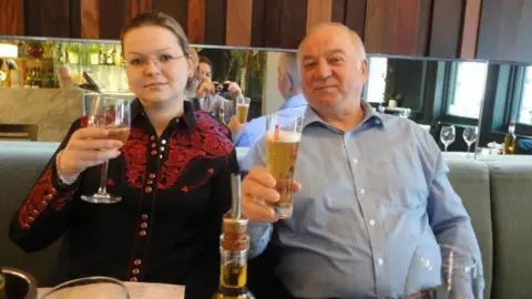 Sergei and his daughter Yulia in restaurant