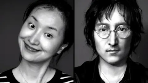 SINA WEIBO Yuyamika uses makeup to make her look like celebrities like John Lennon