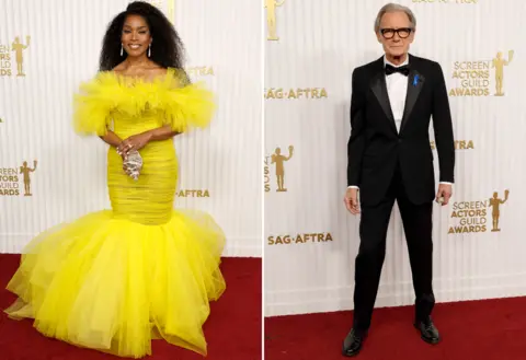 Getty Images Angela Bassett and Bill Nighy at the 29th Annual Screen Actors Guild Awards held at the Fairmont Century Plaza on February 26, 2023 in Los Angeles, California.