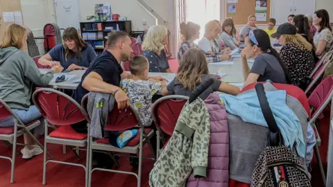 Shoël Stadlen English lessons to Ukrainians in Woodbridge, Suffolk