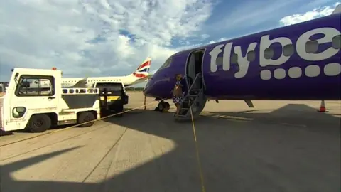 BBC FlyBe aircraft before leaving Cardiff