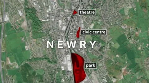 BBC Map showing planned regeneration in Newry