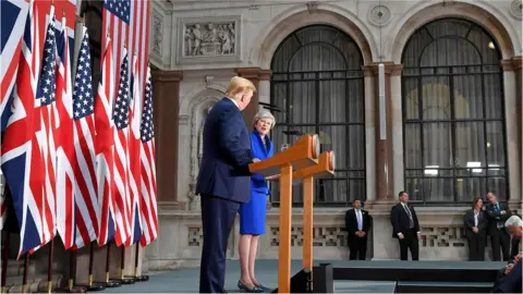 AFP President Trump and Prime Minister Theresa May giving a press conference