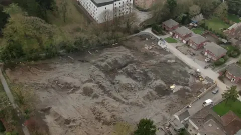 Drone footage of Exeter bomb crater