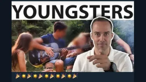 Telegram Samuel Eckert pointing to young people in a graphic from Telegram