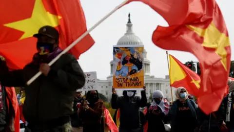 AFP Demonstrators with Tigray flags and posters march on the National Mall in Washington, DC on November 4, 2021