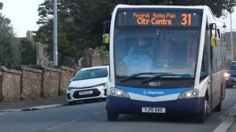BBC Stagecoach bus in Plymouth
