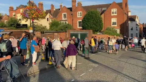 People being evacuated from the flower show