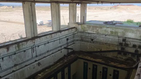 Alex Dunlop/BBC Interior of Orford Ness building