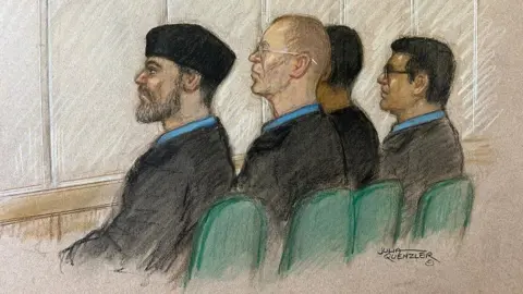 Julia Quenzler Courtroom sketch of teenage boy accused of murdering 15-year-old Croydon schoolgirl Elianne Andam with three security guards