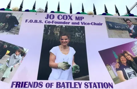 BBC Picture of Jo Cox at Batley station