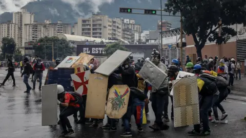 EPA Demonstrators near government offices, in Caracas, Venezuela, 29 June 2017