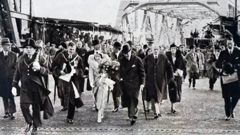 Getty Images Newport Bridge was opened by Prince Albert Frederick Arthur George and Lady Elizabeth