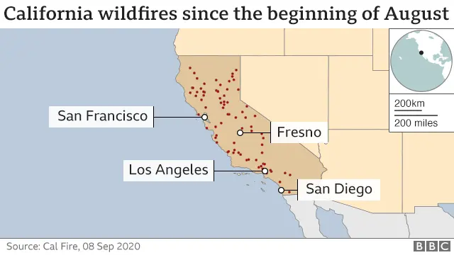 Map of fires