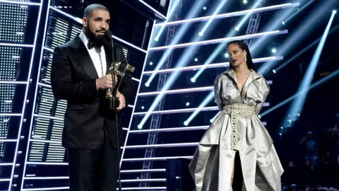 Getty Images drake and Rihanna on stage