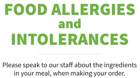 FSA Food allergen sign