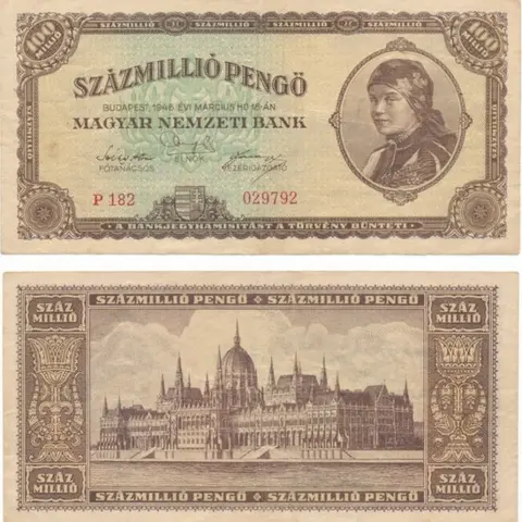 Getty Images Hungarian banknote at 100 million pengo, year 1946