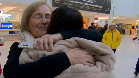 Emotions ran high at Belfast City Airport on Thursday morning as families were reunited ahead of Christmas celebrations.