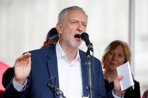 AFP Jeremy Corbyn at a rally against the state visit of President Trump