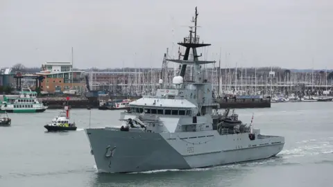 PA HMS Mersey leaving Portsmouth