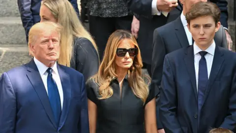 Getty Images The Trumps at the funeral of Ivana Trump