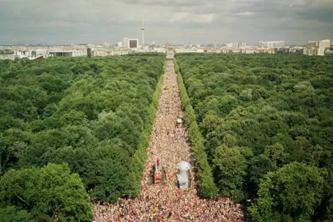 Matthias Roeingh Arial shot of Love Parade 2003 in Berlin