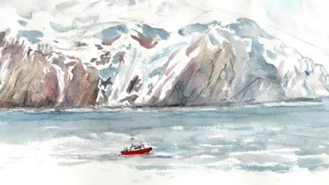 Claudia Myatt HMS Protector's small survey ship, James Caird, carrying out inshore survey work