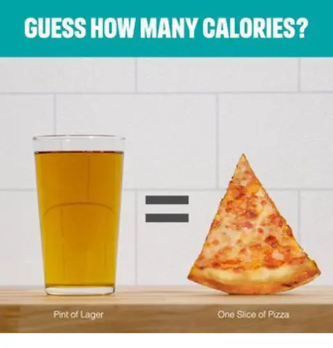 Public Health England/Drinkaware A pint of beer equals a slice of pizza