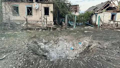 Telegram The head of Ukraine's Donetsk region Pavlo Kyrylenko posted photos of the damage on Telegram