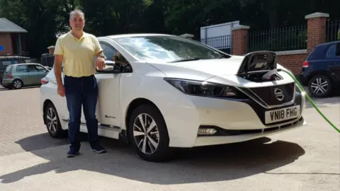 BBC John Weatherley with his Nissan Leaf