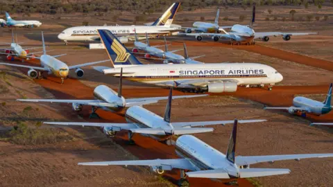 Getty Images Aircraft in storage at APAS in Alice Springs