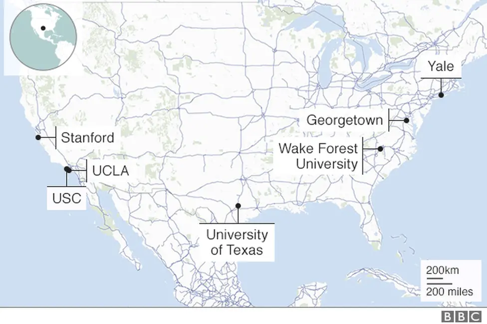 BBC News Graphic of affected universities