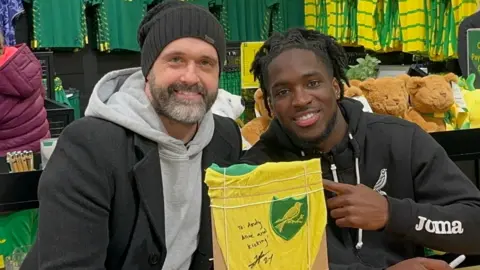 Rob Butler/BBC Jonathan Rowe with fan Andy Wall