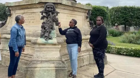 Edna Cummings Three women at the statue of Shakespeare in Stratford-upon-Avon