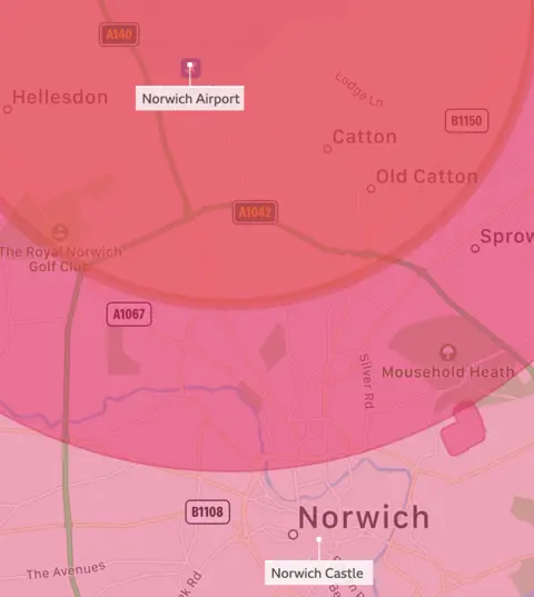 NATS Diagram of controlled airspace in Norwich city centre