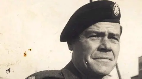 Joanna Burri-Weaver Major Peter Weaver, Dorset Regiment, wearing SAS wings on his uniform 