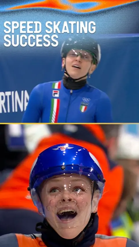 Italy's Arianna Fontana and Netherlands' Xandra Velzeboer
