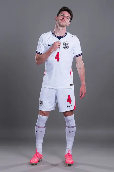 Getty Images Declan Rice in an England strip and looking sunburnt