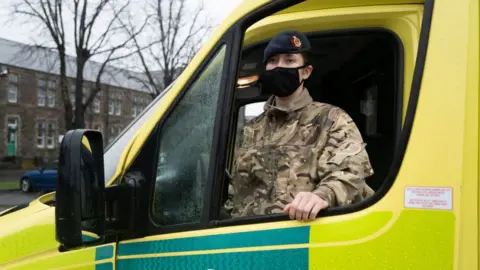 Getty Images soldier in ambulance
