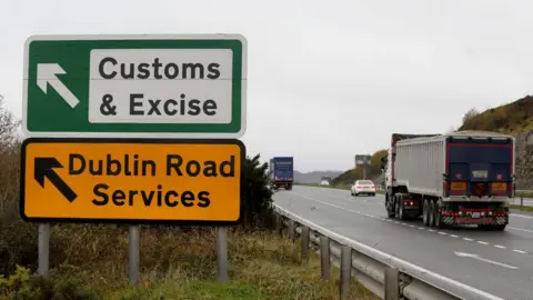 AFP Traffic crossing the Irish border