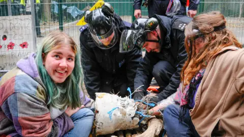 David Burr/Alamy Protesters at Horse Hill