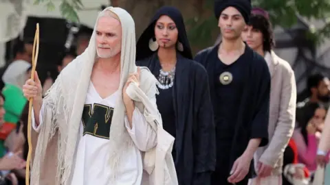 Khaled Elfiqi/ EPA Models present creations by Egyptian fashion designer Waseem Khadra during the first edition of the Egypt's Fashion Week at Agriculture Museum in Giza, Egypt, 13 May 2023. The first edition of Egyptian Fashion Week is taking place from 12 to 15 May with over 70 Egyptian designers showing their collections on and off the runway.