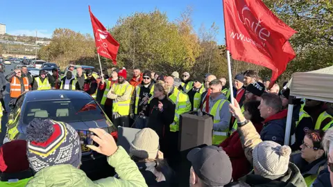 BBC Unite general secretary Sharon Graham at a Go North East rally in Dunston, Gateshead