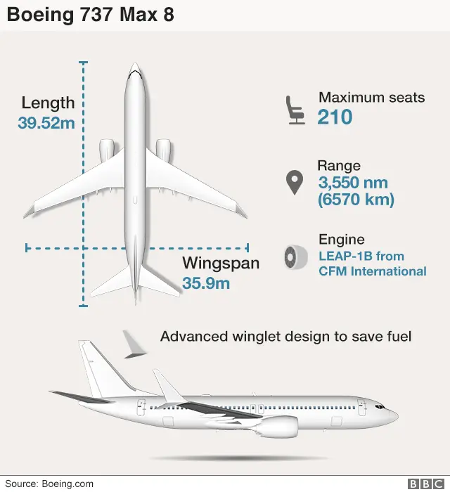 Infographic of the Boeing 737 Max 8